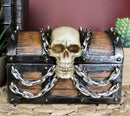 Ebros Chained Skull On Pirate Treasure Chest Jewelry Trinket Box 6" Wide