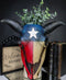 Western Patriotic Texas State Flag Lone Star Rustic Cow Skull Vase Planter Decor