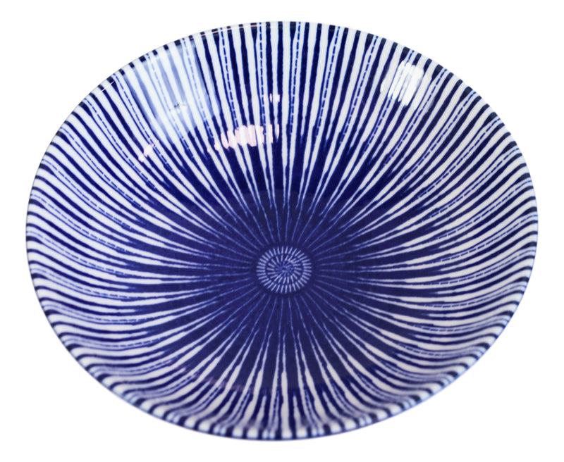 Pack Of 6 Modern White Blue Geometric Focus 12oz Rice Soup Sauce Meal Wide Bowls