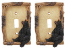 Ebros Black Bear By Branch Twigs Wall Light Cover Set of 2 Single Toggle Switch