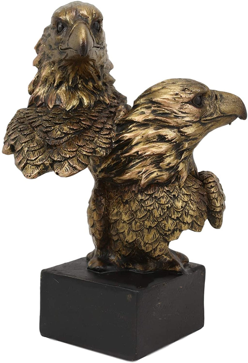 Ebros Gift 6" Tall Bald Eagle and Eaglet Head Bust Figurine with Black Pedestal