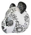 Ebros Black White Tattoo Tooled Floral Heart Panda Bear Head Day Of The Dead Figurine