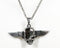 Steampunk Gearwork Cyborg Terminator Skull With Angelic Wings Pewter Necklace