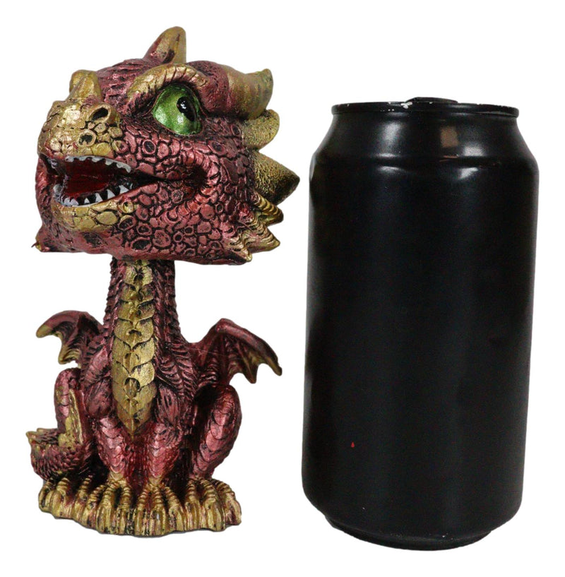 Set of 4 Whimsical Wyrmling Baby Dragons Sitting Naughty Bobblehead Figurines