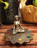 Ebros Feminine Triple Goddess Yoga with Chakra Lotus Flower Incense Stick Holder