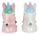 Pink and White Rainbow Mane Kissing Sacred Unicorns Salt And Pepper Shakers Set