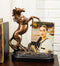 Ebros Rustic Western Wild Rearing Horse Statue With 4"X6" Glass Picture Frame