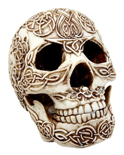 Ebros DOD Celtic Celestial Heavens Tribal Tattoo Skull Figurine 7.5" L