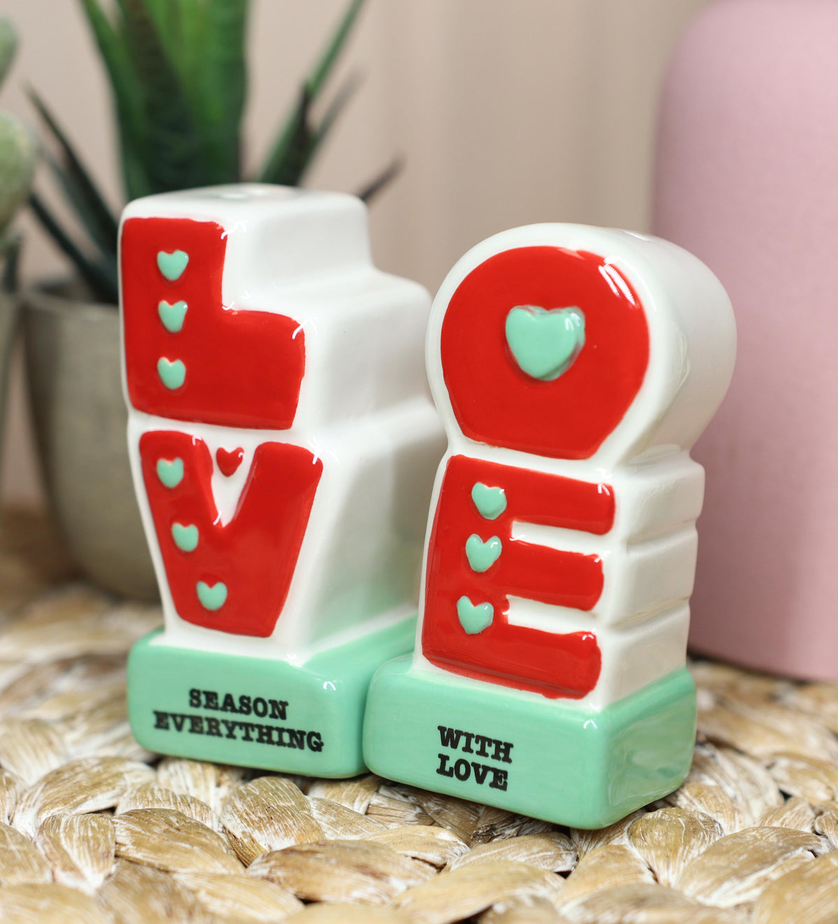 Ebros Season Everything With LOVE Word Cutout Art Magnetic Salt And Pepper Shakers Set