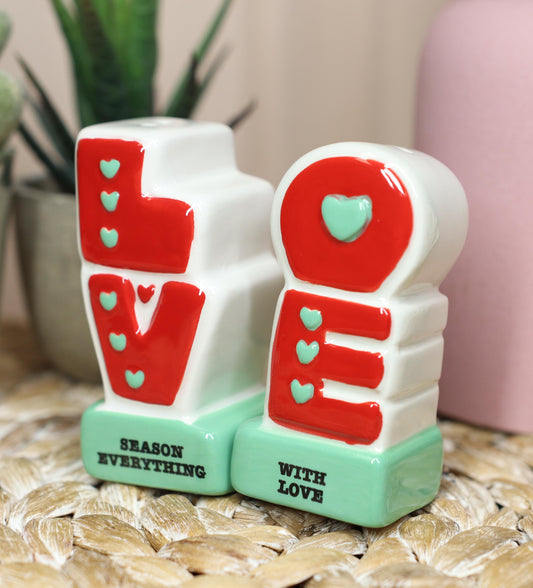 Ebros Season Everything With LOVE Word Cutout Art Magnetic Salt And Pepper Shakers Set