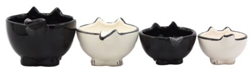 Ebros Gift Ceramic Feline Hiding Kitten Cats Measuring Cups Set of 4 Baking & Cooking Kitchen Essentials Figurines