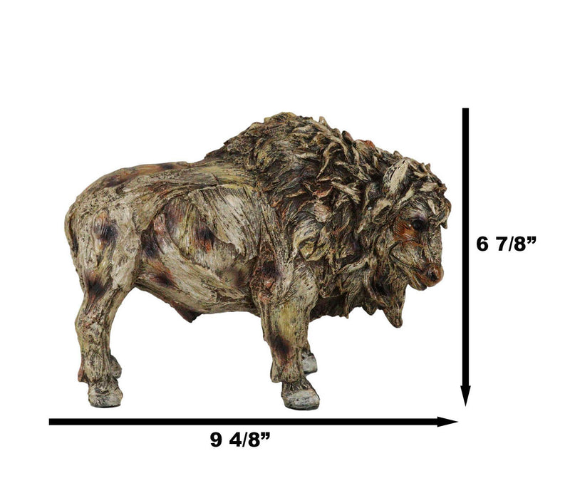 Native American Grassland Plains Wild Bison Buffalo Faux Wooden Resin Sculpture