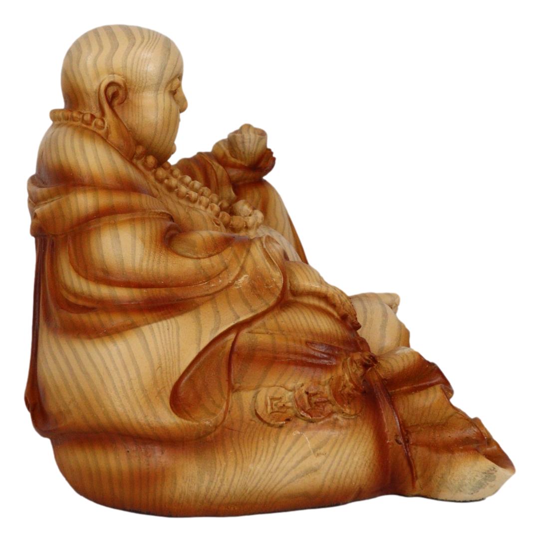 Ebros Feng Shui Hotei Happy Buddha Sitting with Gold Ingot and Money Coins 9" W