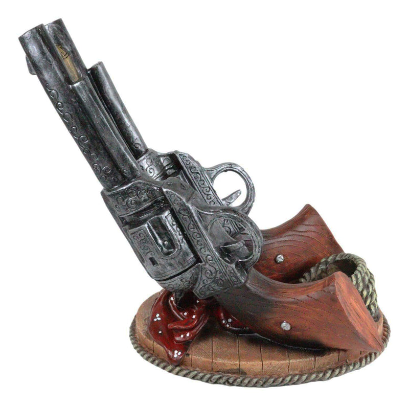 Ebros Western Six Shooter Cowboy Pistol Wine Bottle Holder Caddy 9.75" Long