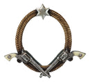 Western Dual Pistols US Marshall Badge And Braided Lasso Ropes Wall Mirror 16"H