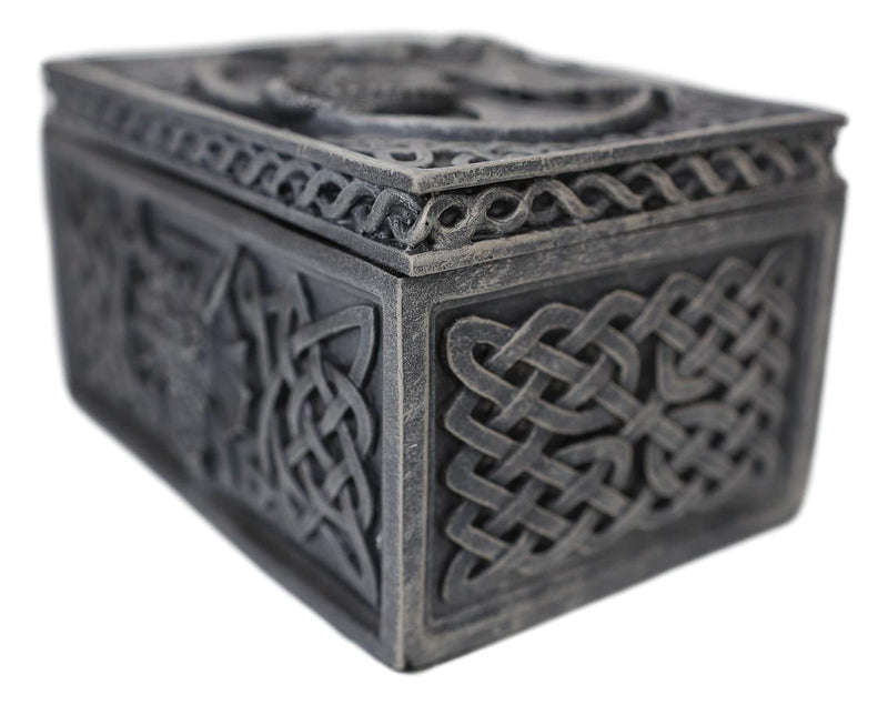 Ebros Celtic Knotwork Moon Dragon Voyage Decorative Jewelry Trinket Box Figurine 5"L