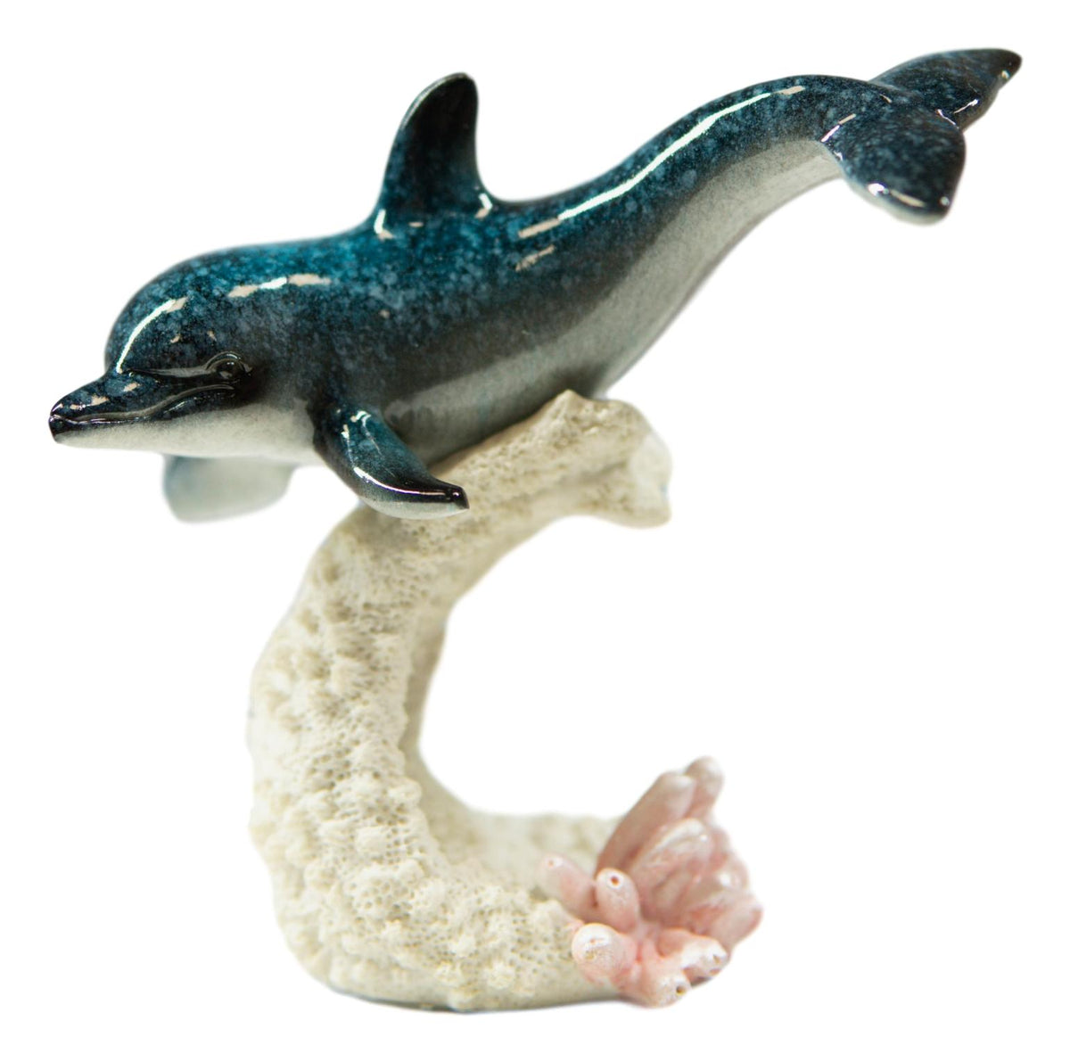 Ebros Ocean Marine Sea Life Bottlenose Dolphin Swimming Over Coral Reef Figurine - Ebros Gift