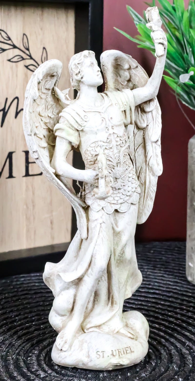Ebros Archangel Saint Uriel Statue 5"H Light And Fire Of God Patron of Confirmation