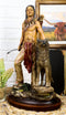 Southwestern Tribal Indian Warrior Chief With Gray Wolf Collectible Figurine