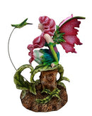 Ebros Gift Amy Brown Magenta Forest Fairy With Flirting Hummingbird Figurine 6"H