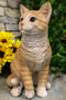 Lifelike Sitting Orange Tabby Cat Statue 12"Tall With Glass Eyes Animal Decor