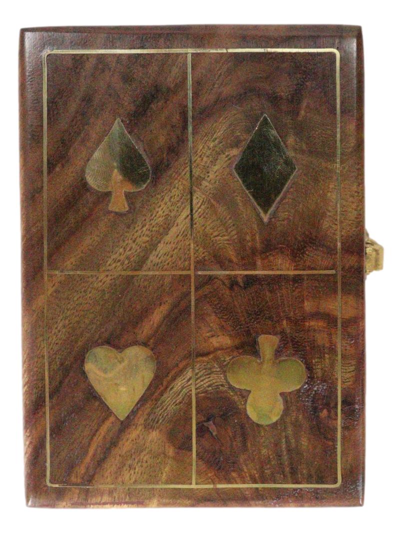 Gambling Poker Spade Heart Club Diamond Symbols Decorative Trinket Wooden Box
