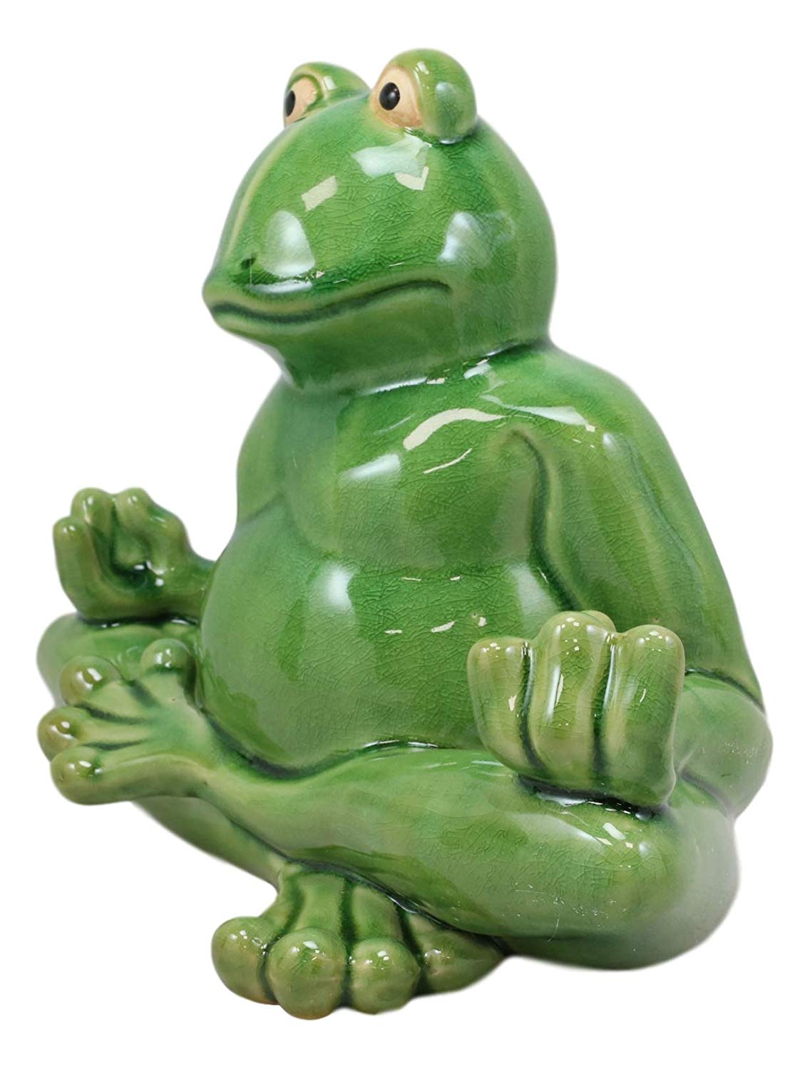Ebros 11.5" Wide Lotus Dreams Ceramic Whimsical Meditating Yoga Green Frog Home and Garden Statue Zen Inner Peace Frogs Decorative Sculpture Accent - Ebros Gift