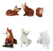Set Of 6 Whimsical Pet Pals Playful Red And White Baby Fox Cubs Mini Figurines