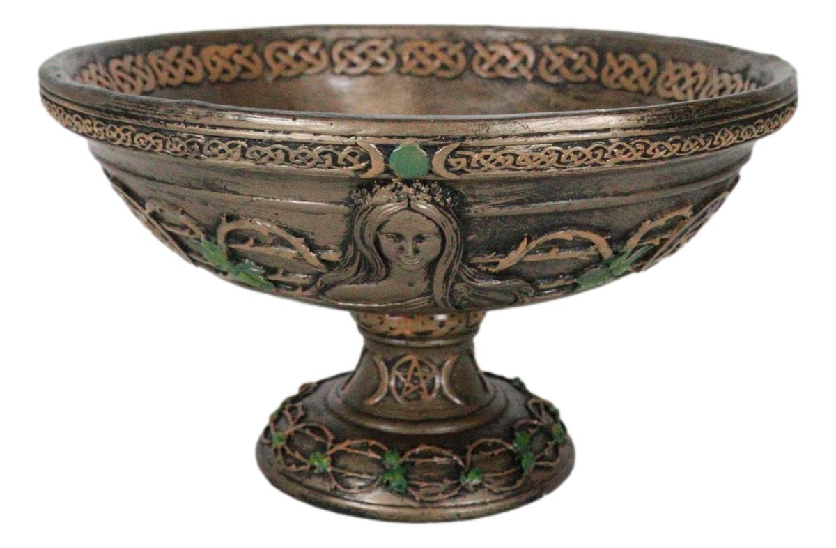 Wicca Celtic Triune Symbol Triple Moon Goddess Mother Maiden Crone Offering Bowl
