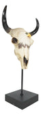 Western Rustic Bull Cow Steer Skull With Bald Eagle Sculpture On Pole Display