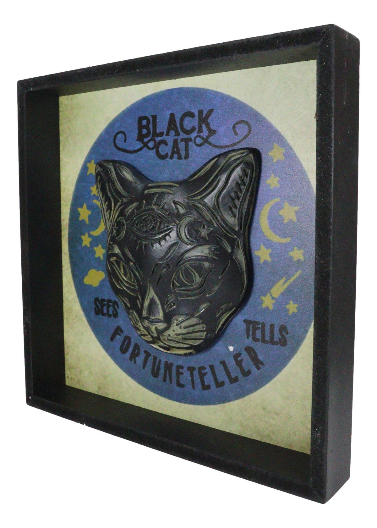 Moons Stars Wicca Black Cat Sees Tells Fortune Teller Wall Decor Picture Frame