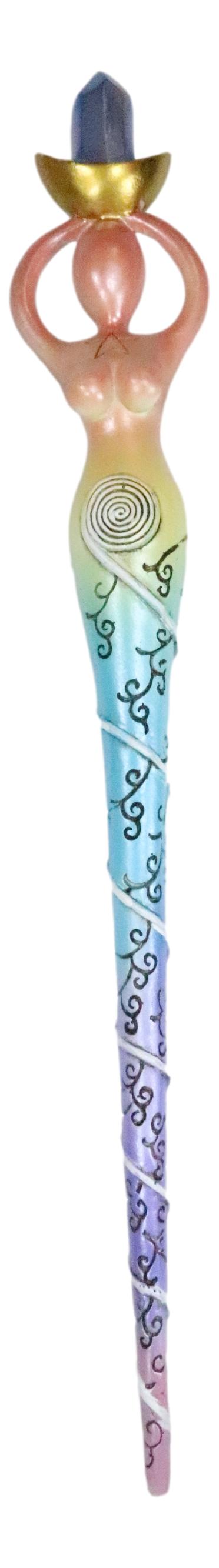 Ebros Rainbow Chakra Zone Yoga Spiral Goddess Magic Wand Cosplay Prop 14"L