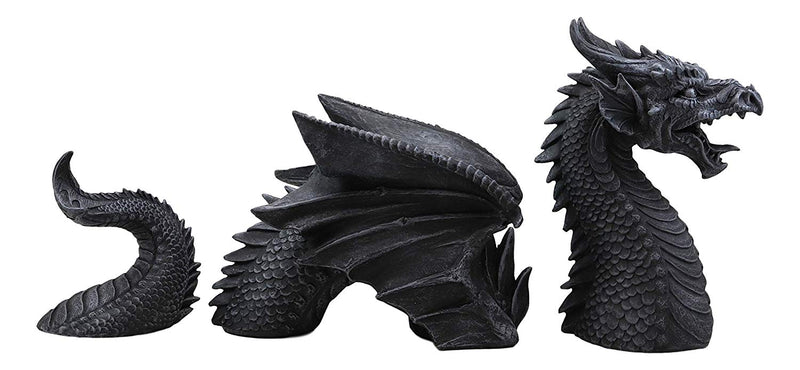 Swimming Castle Moat Dragon Lawn Garden Centerpiece Statue 3 Piece 21"L Total