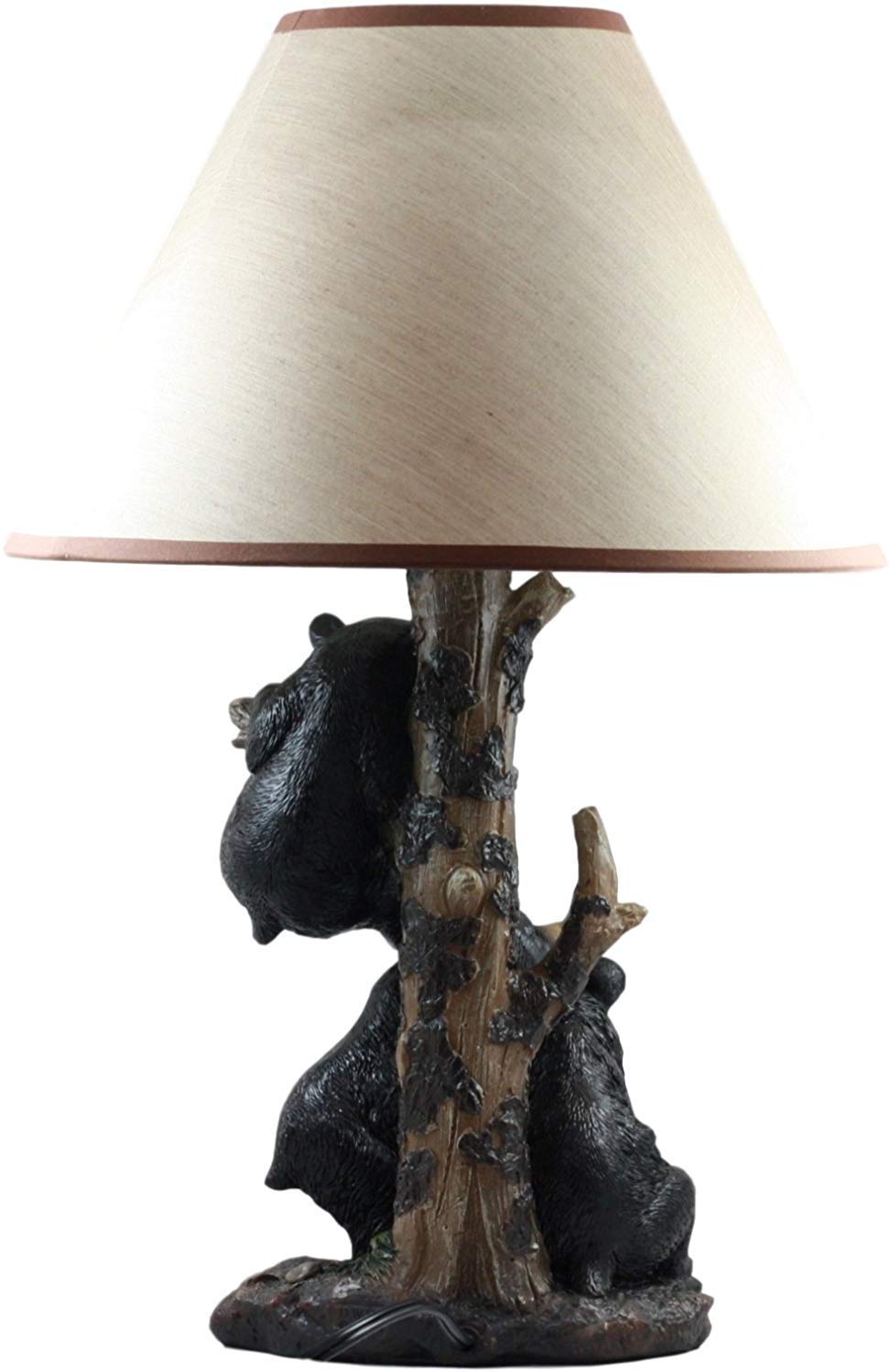 Ebros Climbing Black Bear Cubs Table Lamp With Bear Shade Desk Lamp (Set of 2) - Ebros Gift
