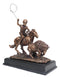 Tribal Native American Indian Hunter On Horse Roping Juvenile Bison Bull Statue