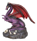 Small Purple Volcanic Earth Skull Graveyard Dragon Figurine Fantasy Collectible