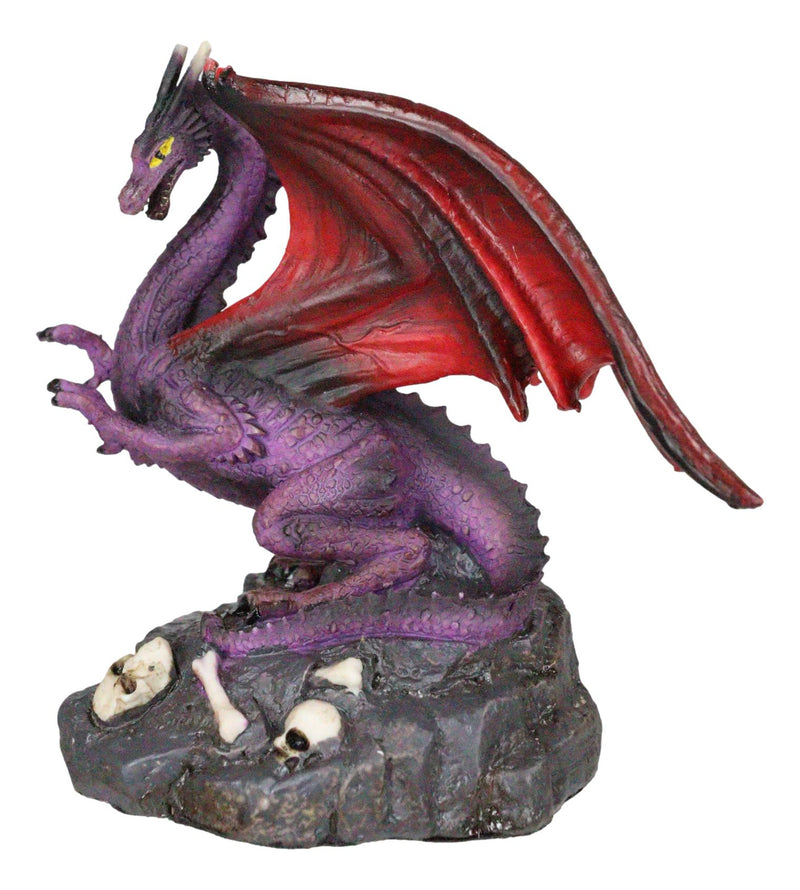 Small Purple Volcanic Earth Skull Graveyard Dragon Figurine Fantasy Collectible