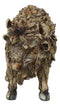 Native American Grassland Plains Wild Bison Buffalo Faux Wooden Resin Sculpture