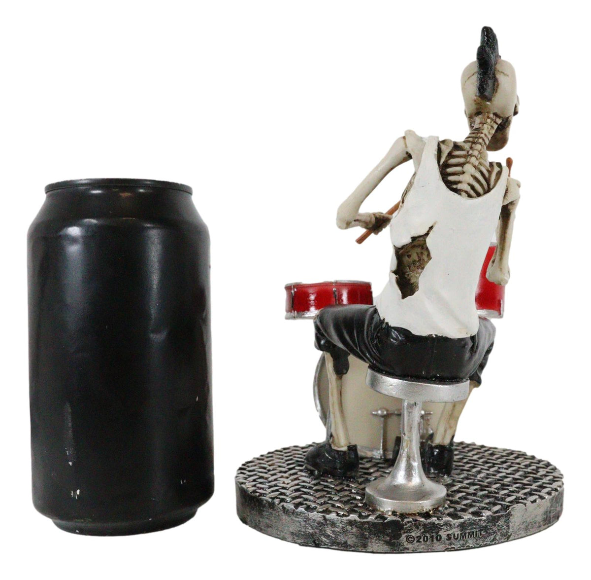 Day Of The Dead Punk Skeleton Rock Drummer Figurine 6.75"H Halloween Musician