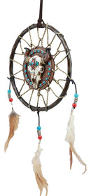 Ebros Native American Animal Spirit Buffalo Skull Dreamcatcher Wall Decor 6.5"Di