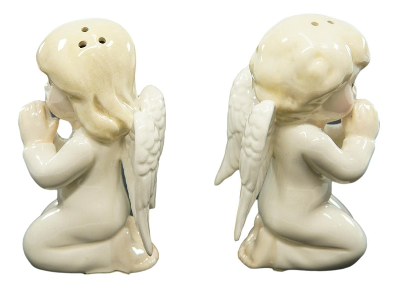 Ebros Nostalgic Praying Boy And Girl Angels Magnetic Ceramic Salt Pepper Shakers Set