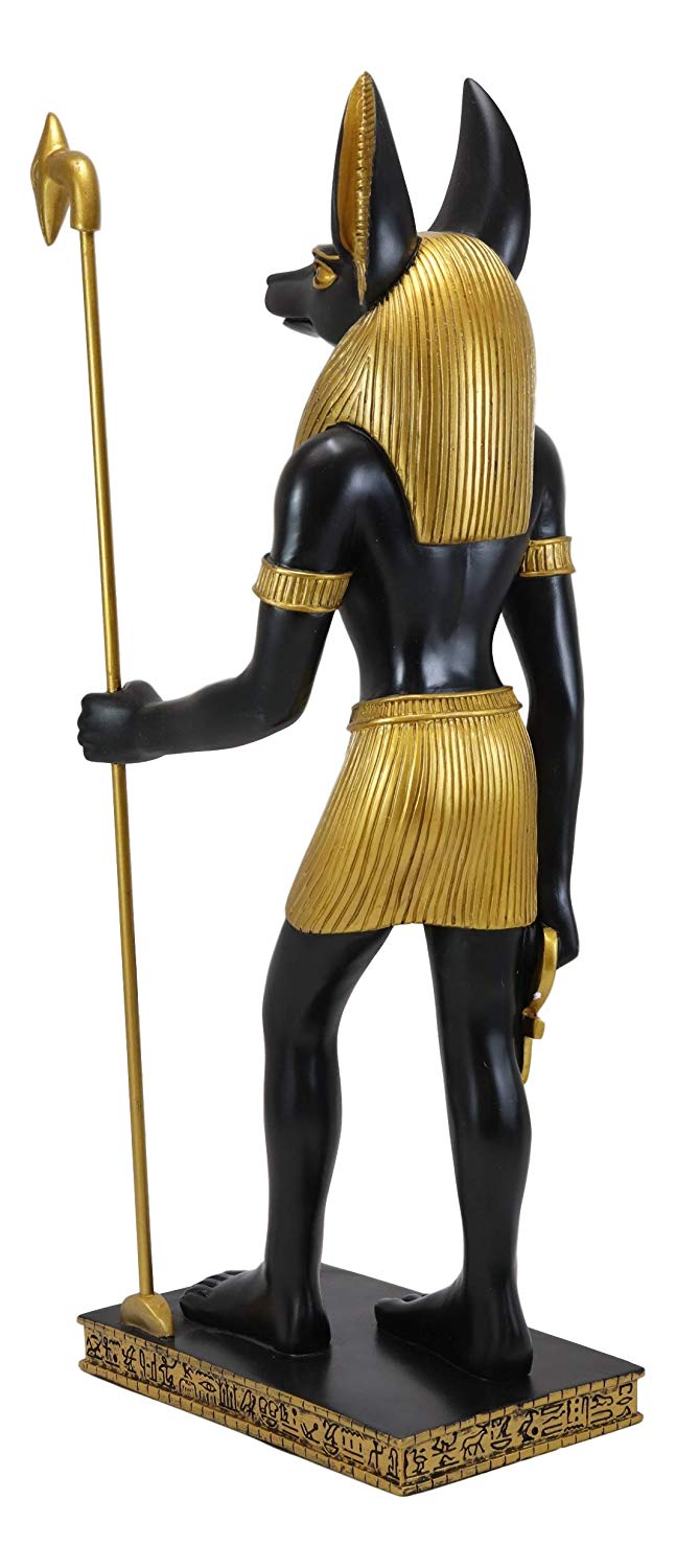 Ebros Large Egyptian God of The Dead and Mummification Anubis Holding was Staff Statue 21.75" Tall Classical Egypt Gods and Deities Anubis Jackal Dog Head