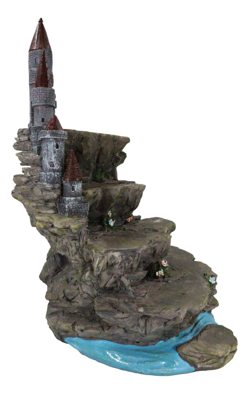 Fantasy Miniature Creatures Display Stand Rocky Waterfall With Castle Figurine