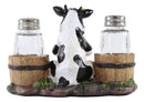 Ebros Sunflower Bovine Cow With Two Country Barrels Salt And Pepper Shakers Set