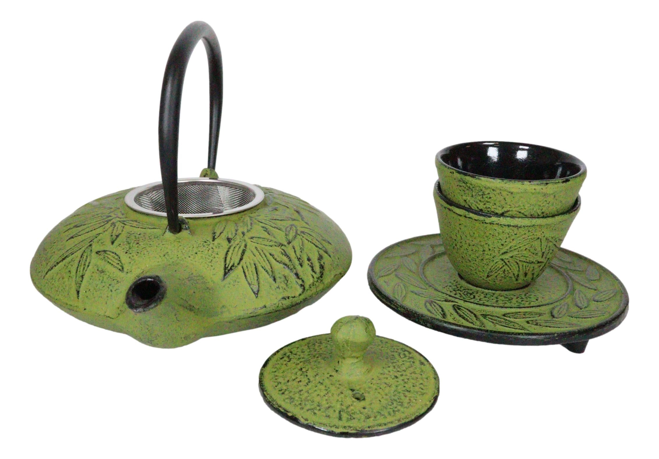 Japanese Evergreen Bamboo Matcha Green Heavy Cast Iron Tea Pot