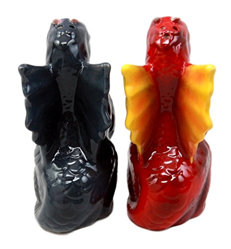 Ebros Twin Feng Shui Yin Yang Dragons Ceramic Magnetic Salt Pepper Shakers Set