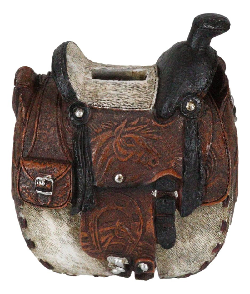 Set Of 2 Rustic Western Cowboy Horse Saddle Money Coin Savings Piggy Banks