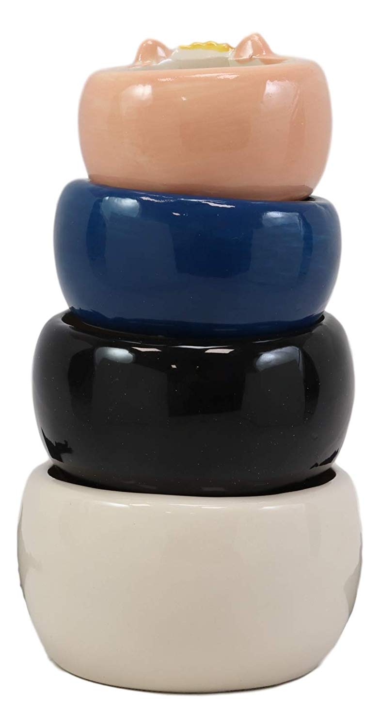 Ebros Ceramic Nesting Feline Royalty Queen Cats Stackable Measuring Cups Set of 4 Baking And Cooking Decorative Kitchen Essentials Kitty Cat Figurines For Women Chefs Cooks