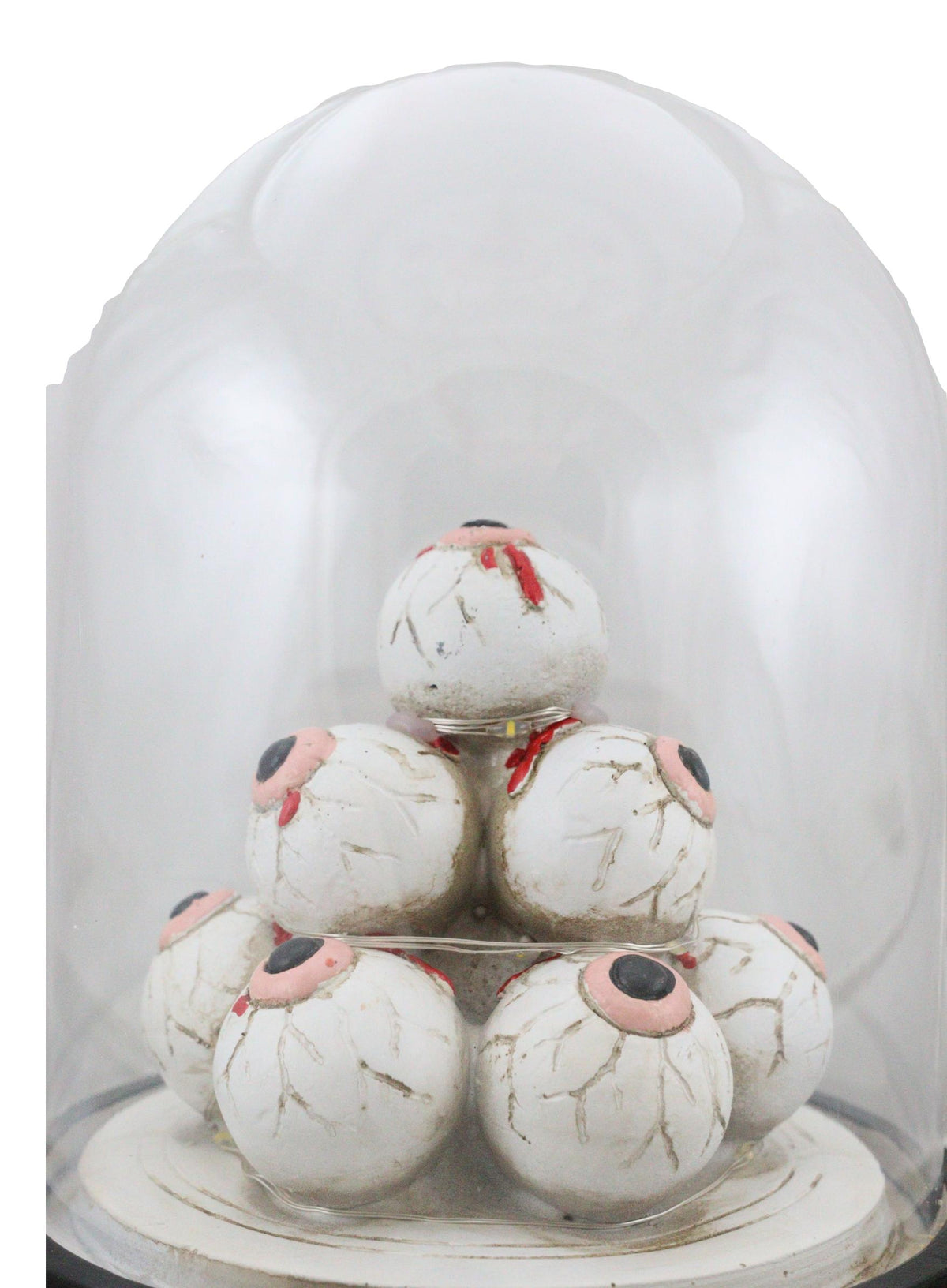 Occult Wicca Witchcraft Eyeballs Mound of Eyes In LED Light Cloche Glass Dome