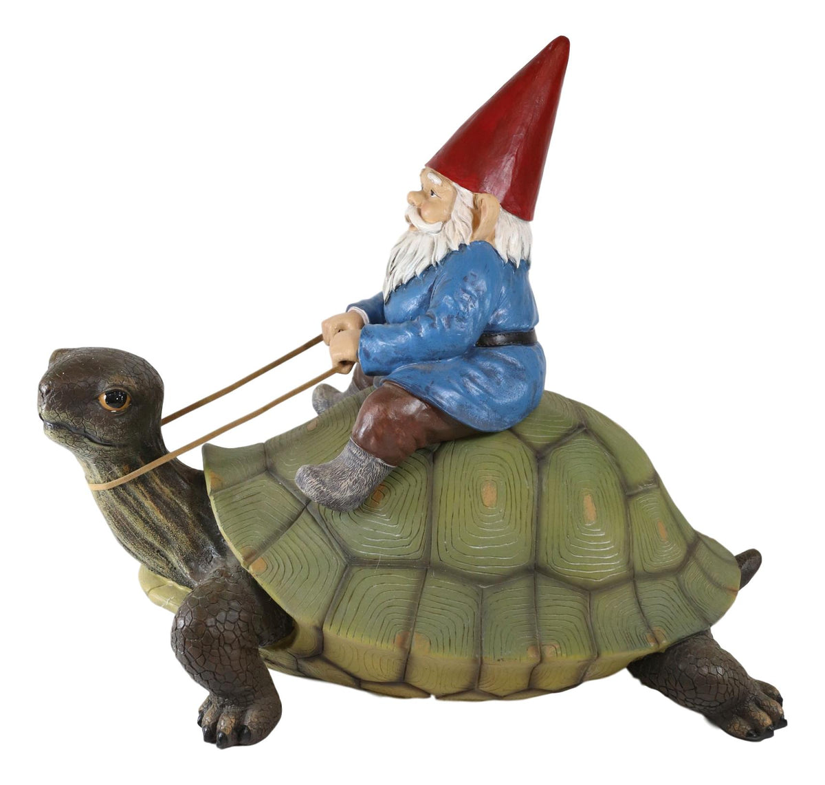 Ebros Large Whimsical Mr. Gnome Riding Faithful Giant Turtle Garden Statue 17.25" Long